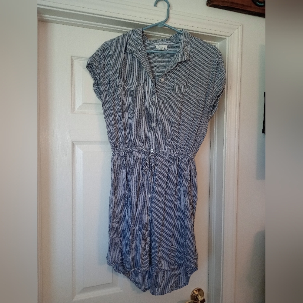 Striped Blue Button-Up Dress
